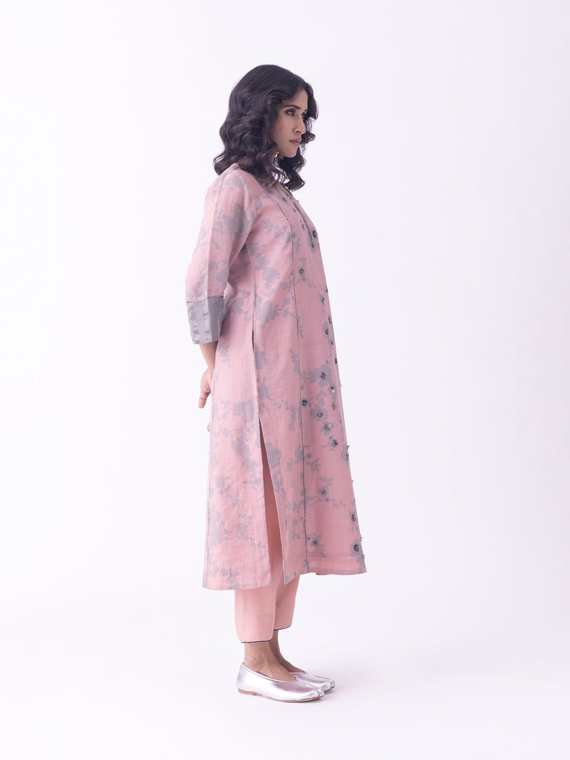 Ishira-Kurta tissue kurta/kurta set by Shades of India in beige for women Worldwide