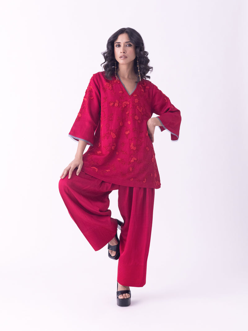Eira-Kurti linen blend kurta/kurta set by Shades of India in pink for women Worldwide