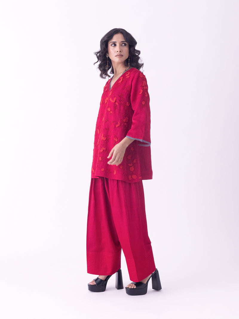 Eira-Kurti linen blend kurta/kurta set by Shades of India in pink for women Worldwide