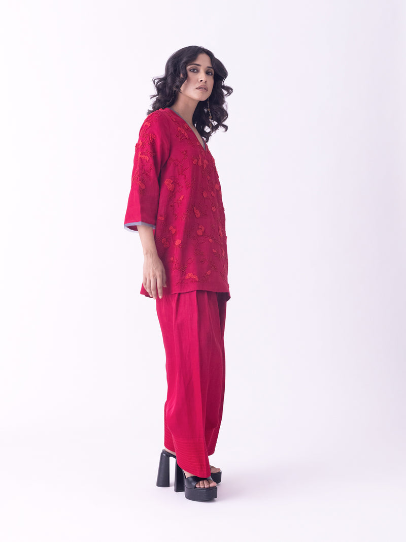 Eira-Kurti linen blend kurta/kurta set by Shades of India in pink for women Worldwide
