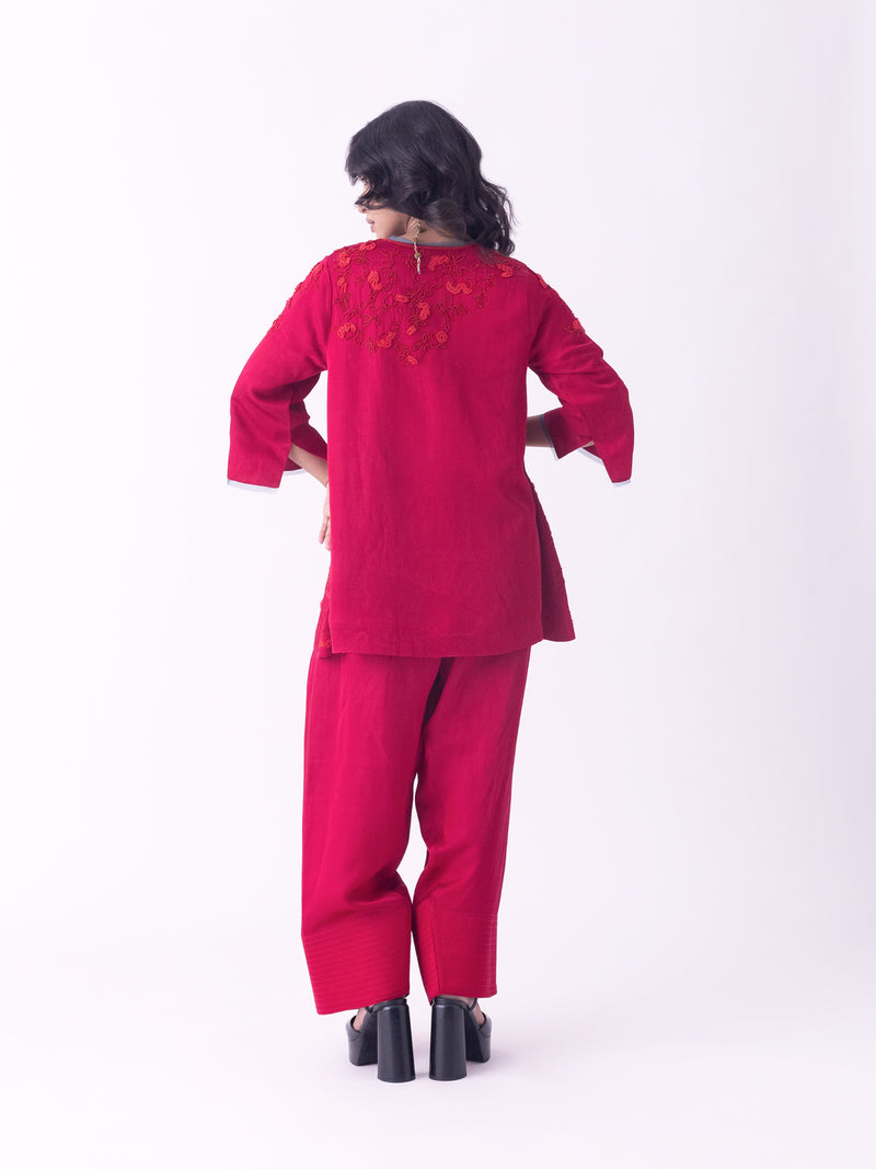 Eira-Kurti linen blend kurta/kurta set by Shades of India in pink for women Worldwide