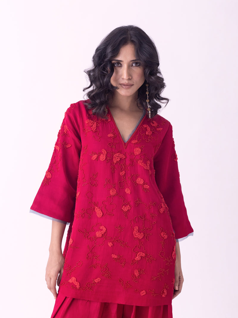 Eira-Kurti linen blend kurta/kurta set by Shades of India in pink for women Worldwide