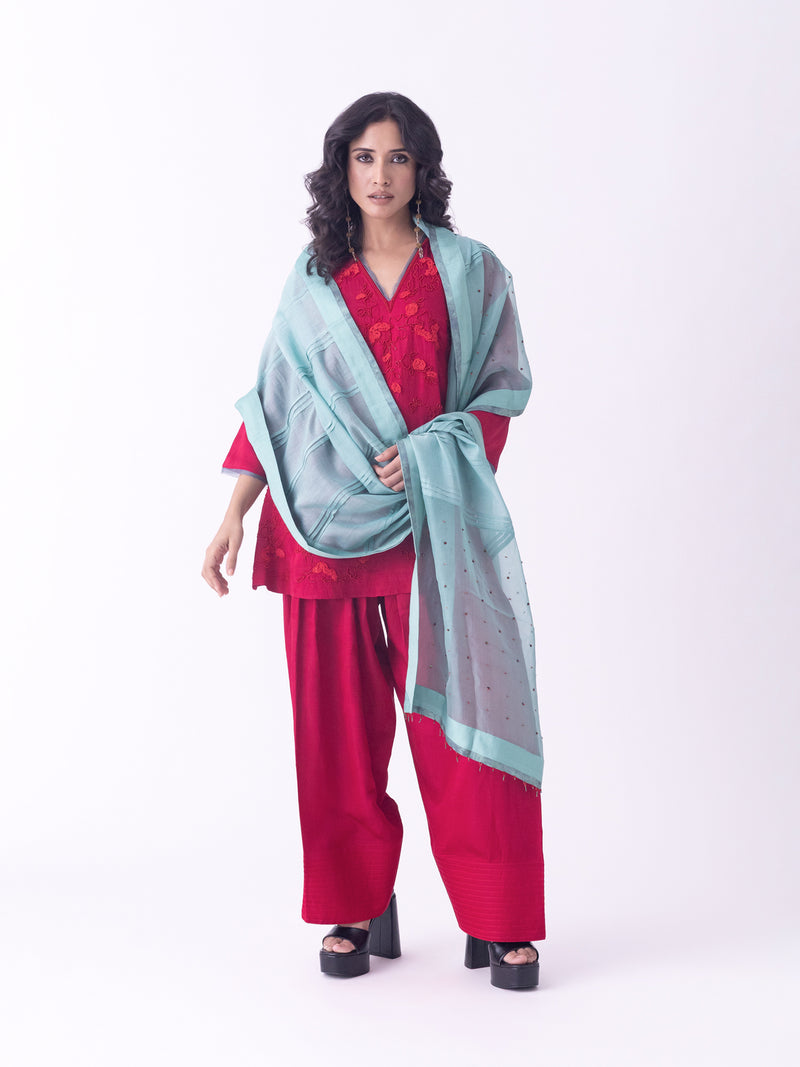 Eira-Kurti linen blend kurta/kurta set by Shades of India in pink for women Worldwide