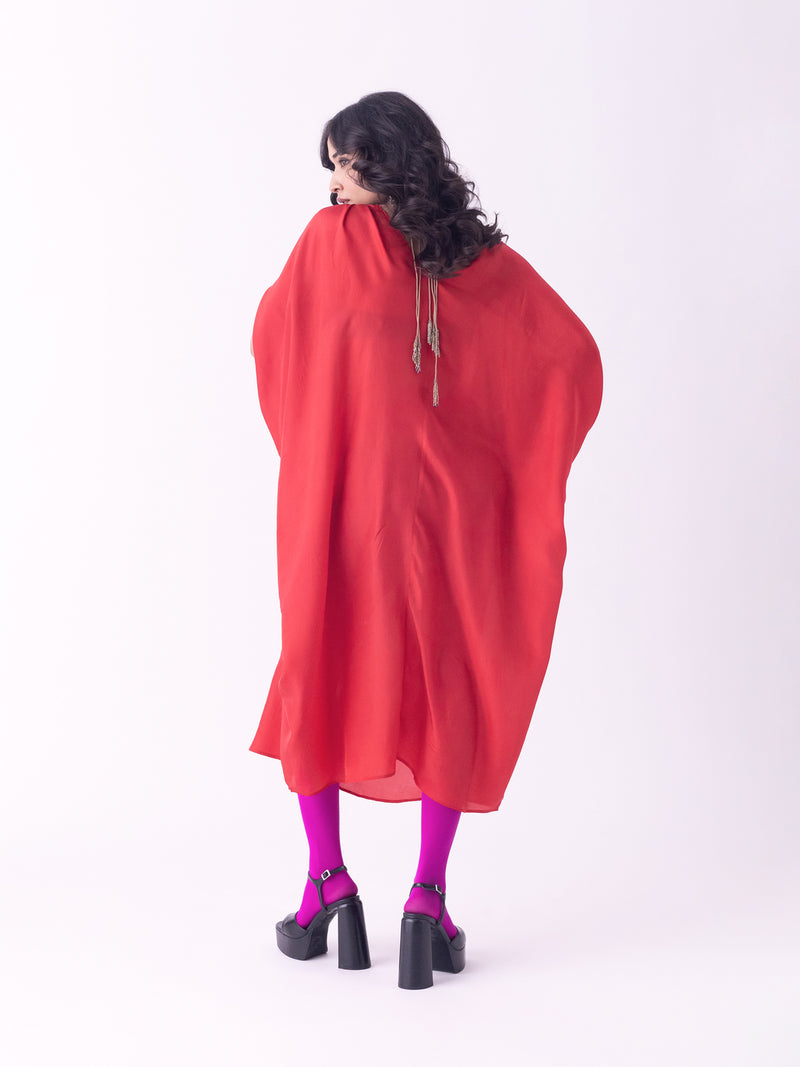 Sutri-Kaftan linen blend indo-western by Shades of India in red for women Worldwide