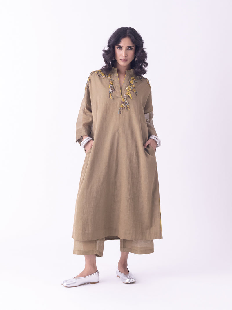 Kor-Kaftan tissue indo-western by Shades of India in grey for women Worldwide