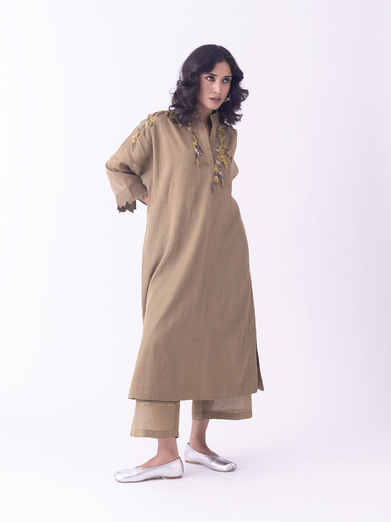 Kor-Kaftan tissue indo-western by Shades of India in grey for women Worldwide