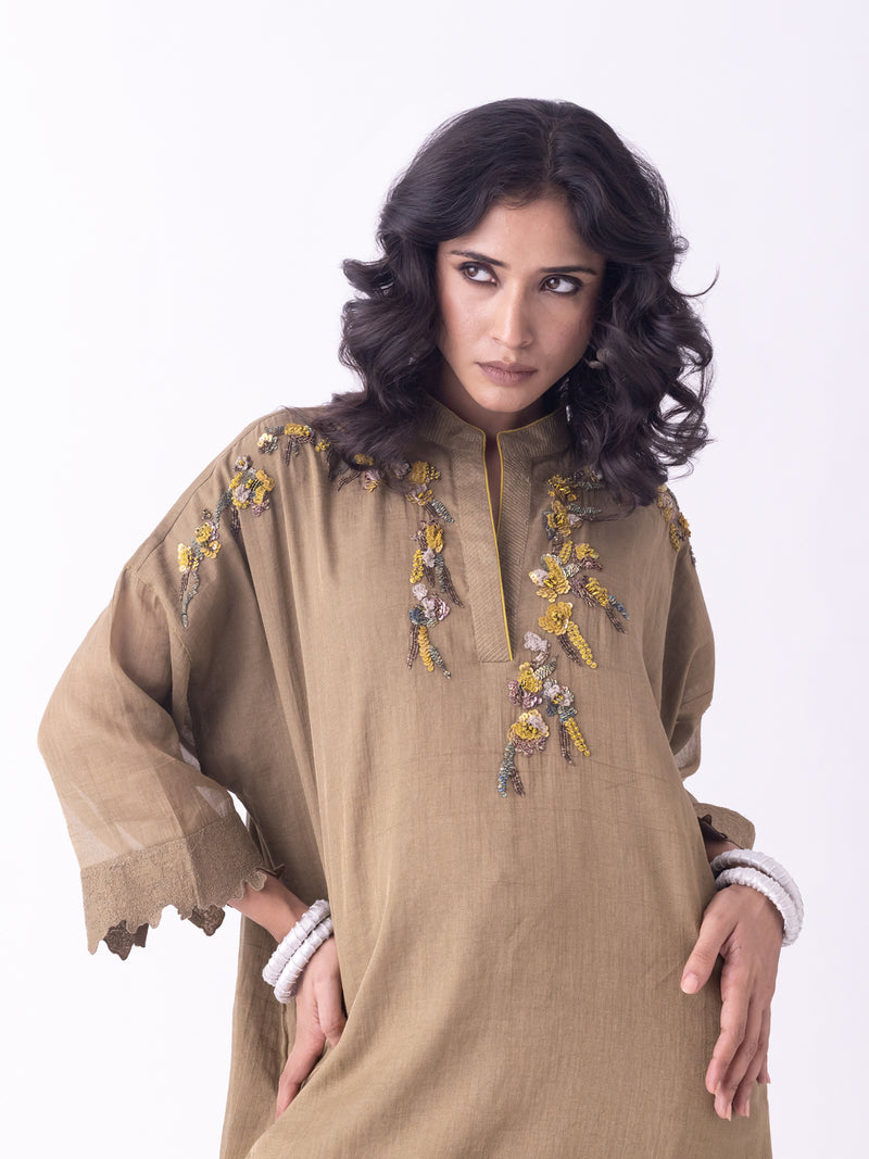 Kor-Kaftan tissue indo-western by Shades of India in grey for women Worldwide