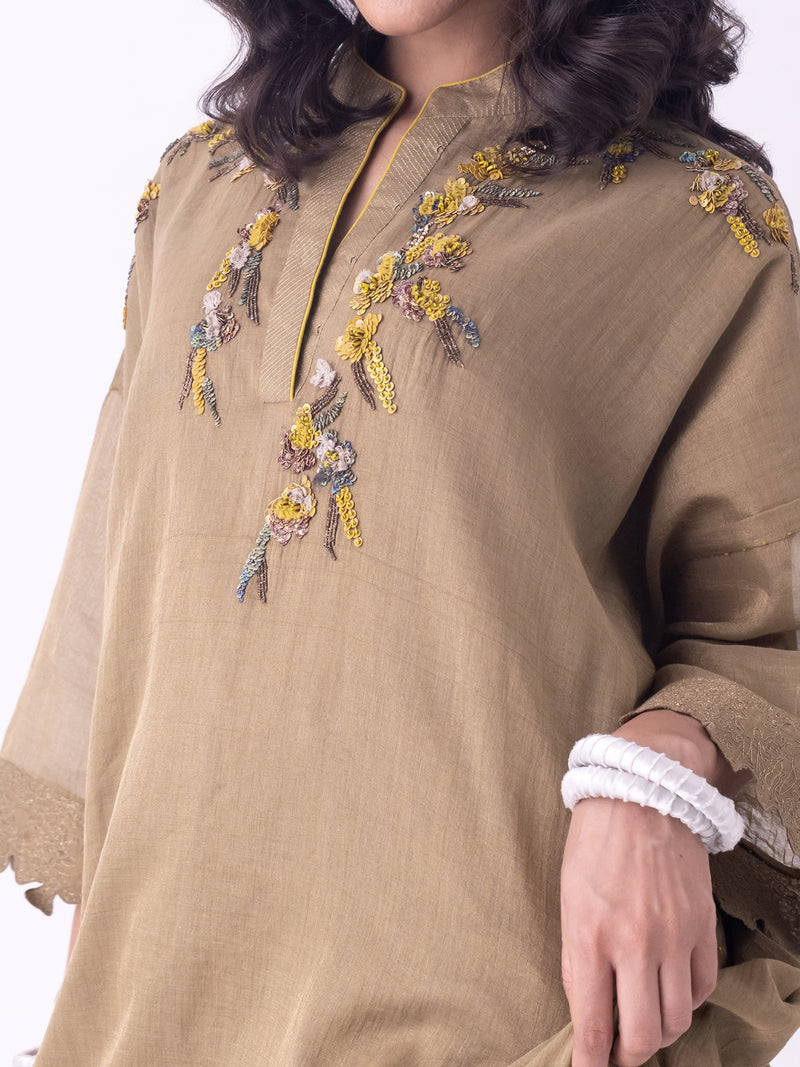Kor-Kaftan tissue indo-western by Shades of India in grey for women Worldwide