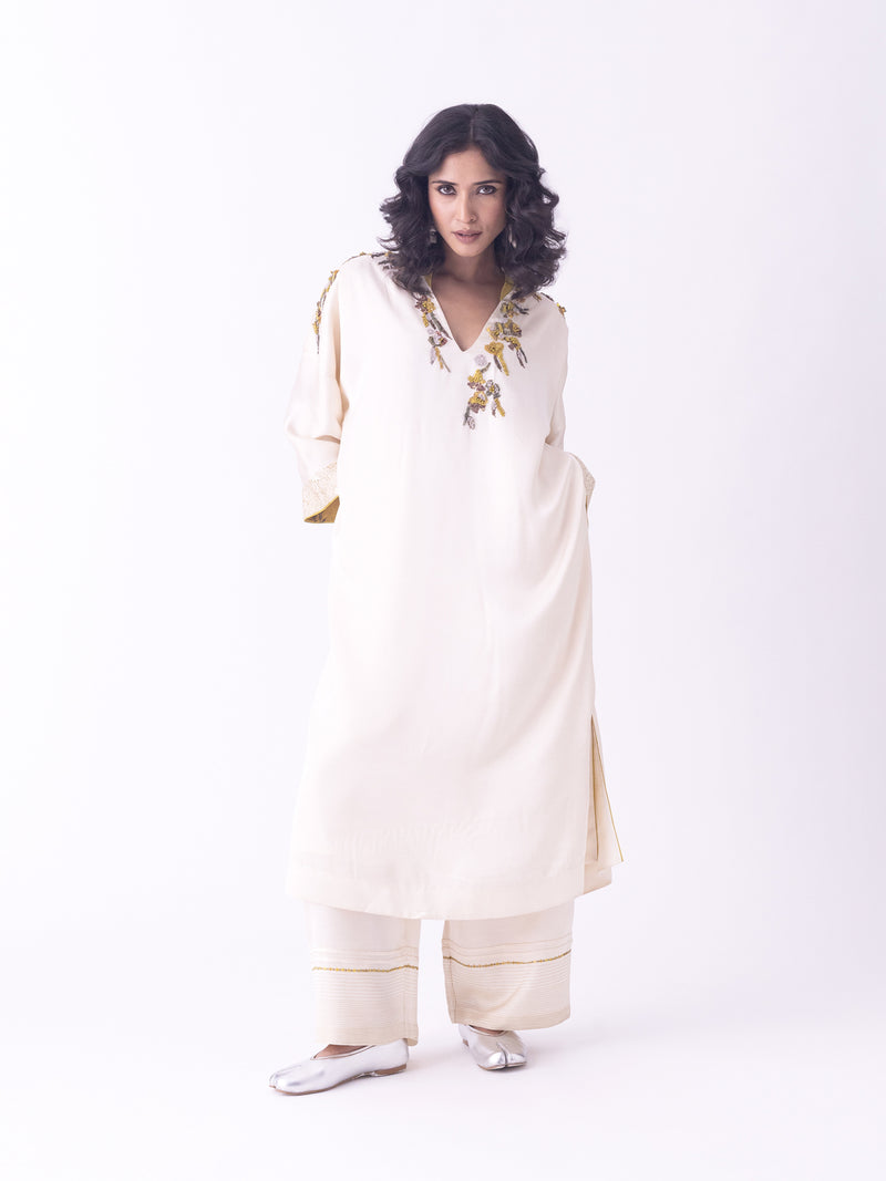 Sahar-Kaftan linen blend indo-western by Shades of India in brown for women Worldwide