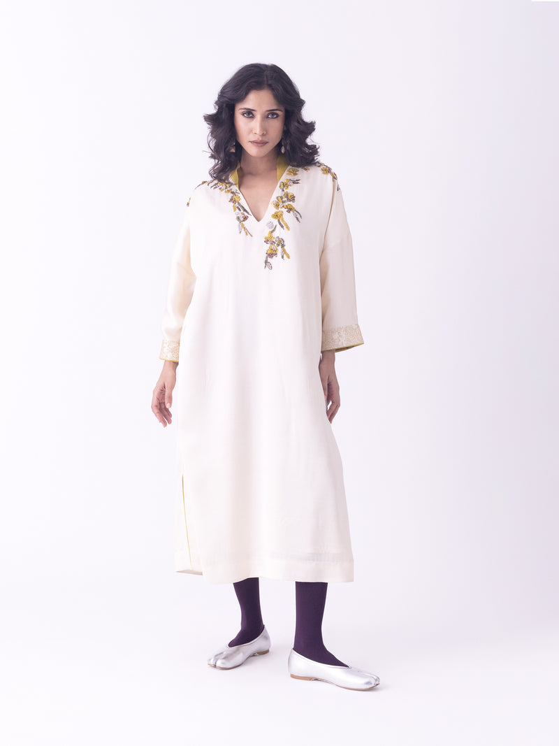 Sahar-Kaftan linen blend indo-western by Shades of India in brown for women Worldwide