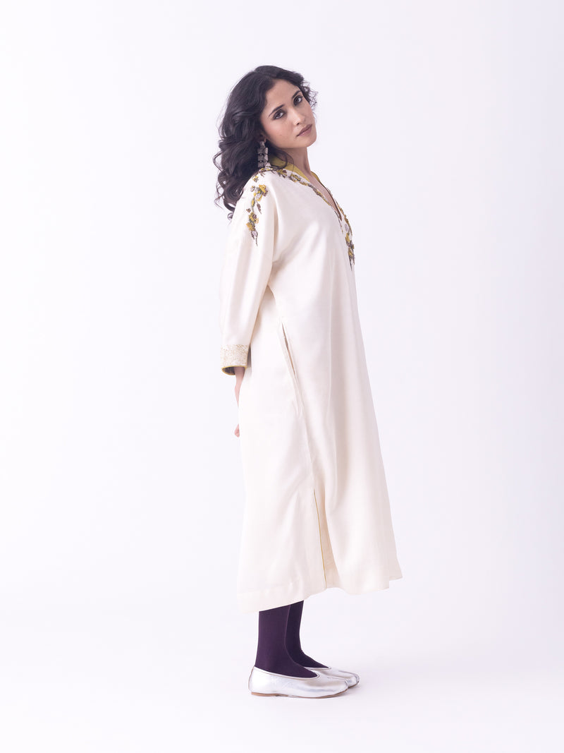 Sahar-Kaftan linen blend indo-western by Shades of India in brown for women Worldwide
