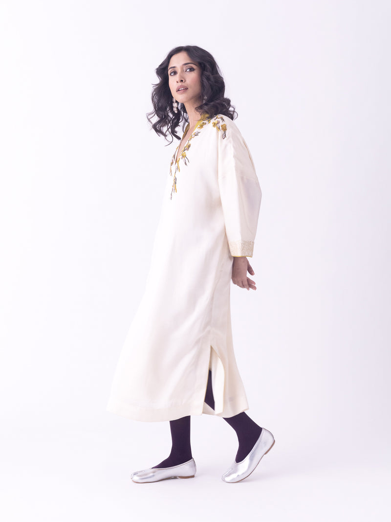 Sahar-Kaftan linen blend indo-western by Shades of India in brown for women Worldwide