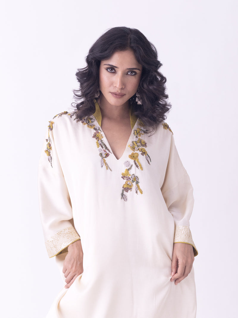 Sahar-Kaftan linen blend indo-western by Shades of India in brown for women Worldwide