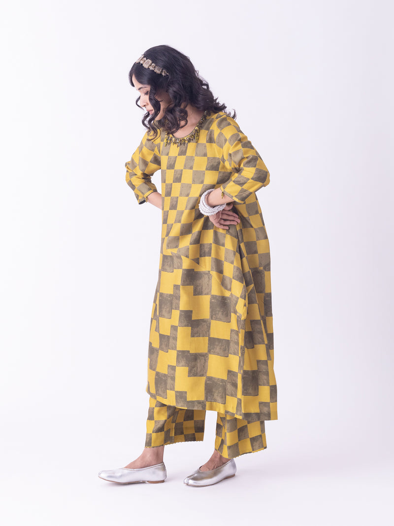 Haldi-Kaftan silk blend indo-western by Shades of India in musturd for women Worldwide