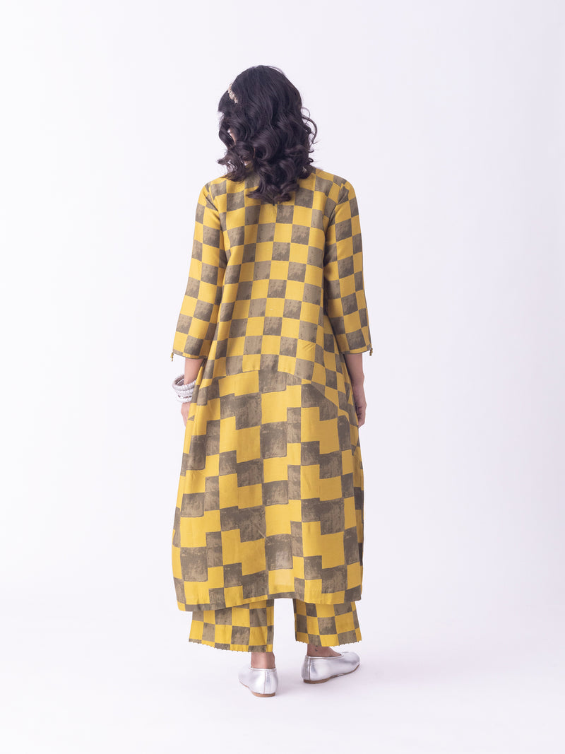 Haldi-Kaftan silk blend indo-western by Shades of India in musturd for women Worldwide