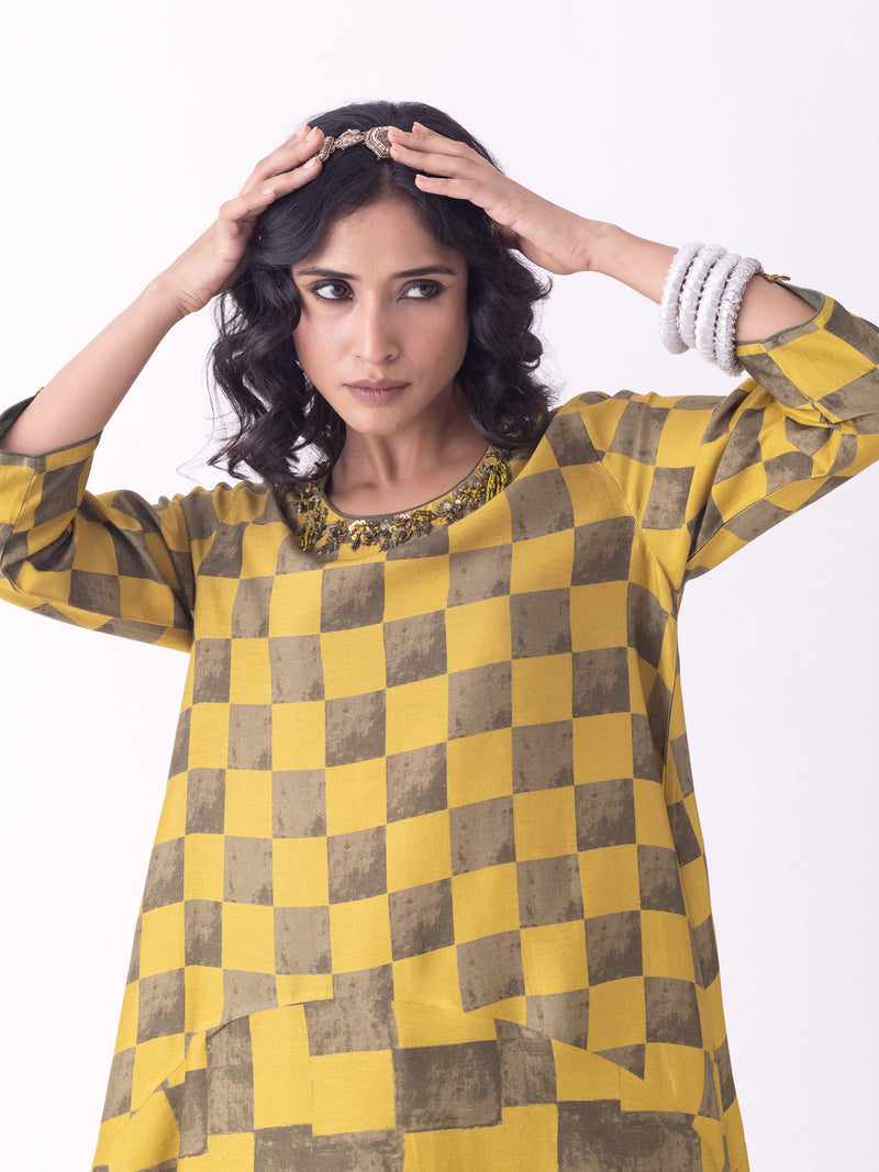 Haldi-Kaftan silk blend indo-western by Shades of India in musturd for women Worldwide