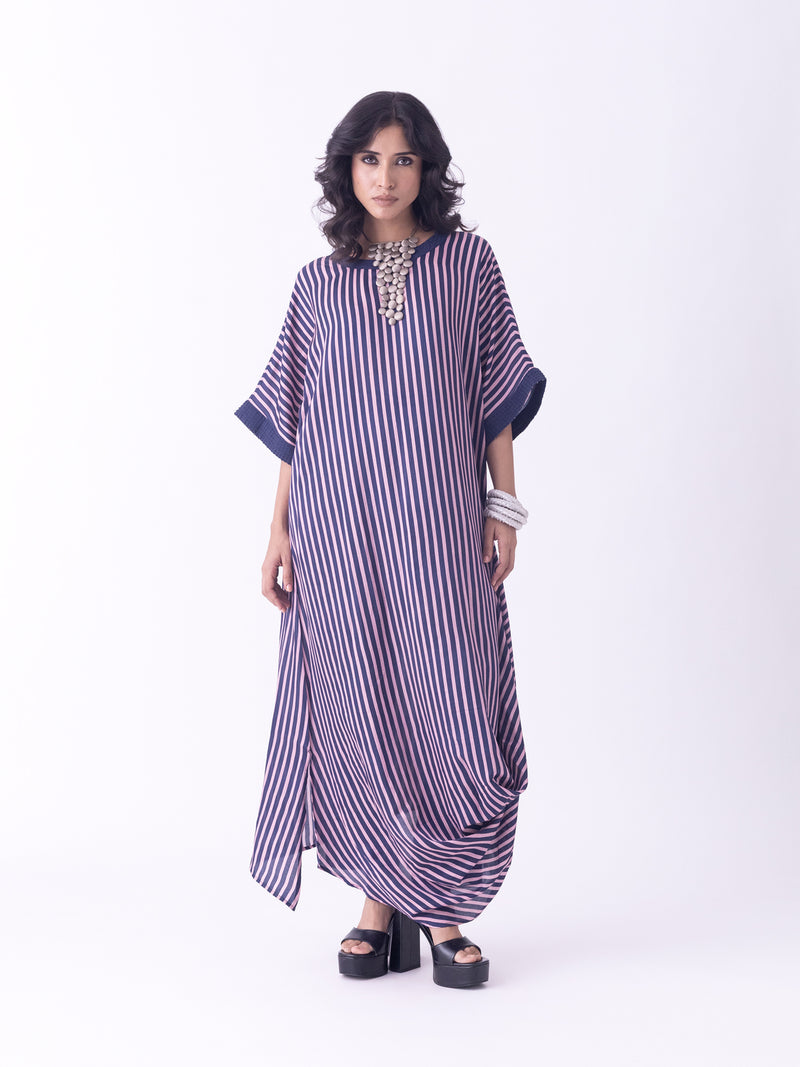 Mrinala-Kaftan silk cotton satin indo-western by Shades of India in beige for women Worldwide