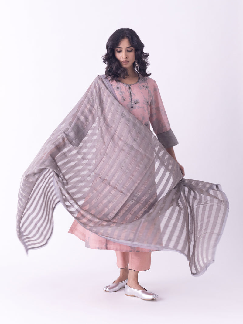 Zariya-Dupatta tissue dupatta by Shades of India in grey for women Worldwide