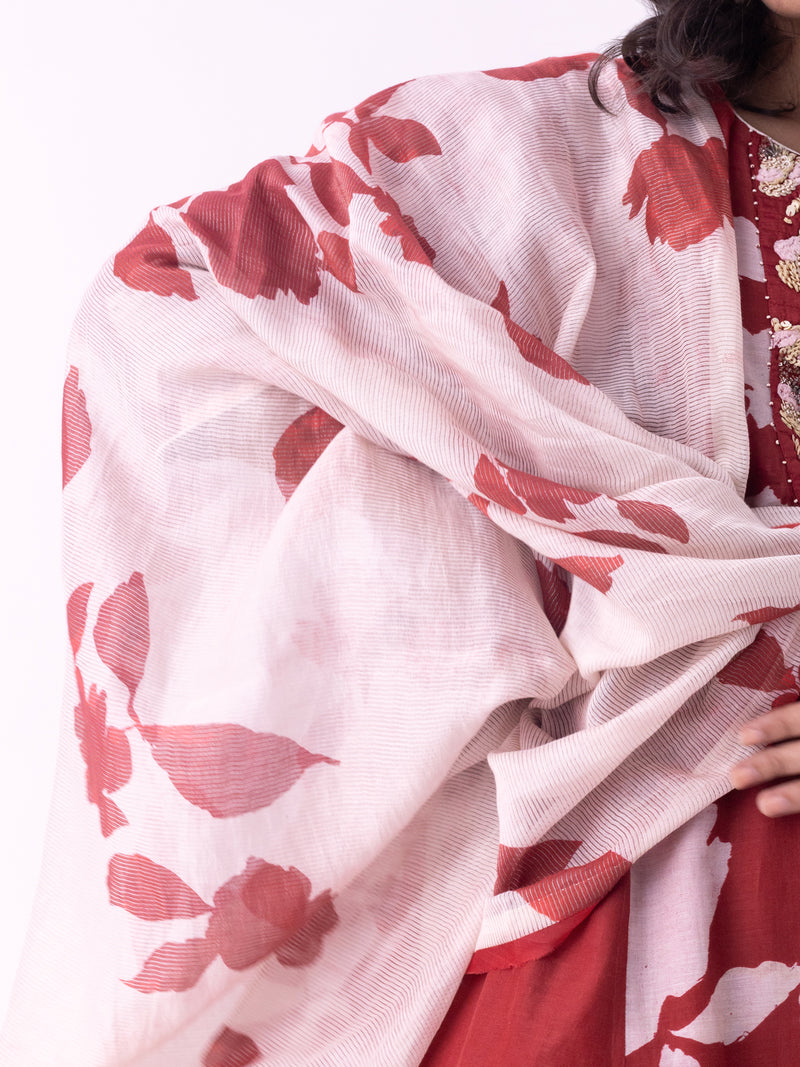 Punar-Dupatta silk cotton dupatta by Shades of India in red for women Worldwide