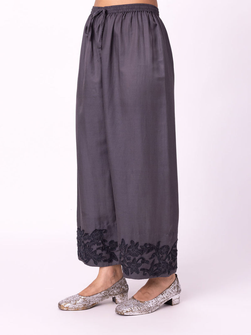 Neelra Pyjama silk cotton satin pyjama/salwar by Shades of India in charcoal for women Worldwide