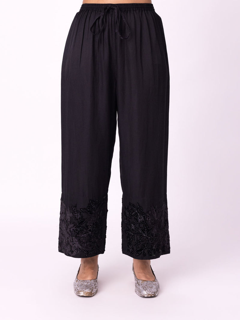 Ruhani Pyjama silk cotton satin pyjama/salwar by Shades of India in black for women Worldwide