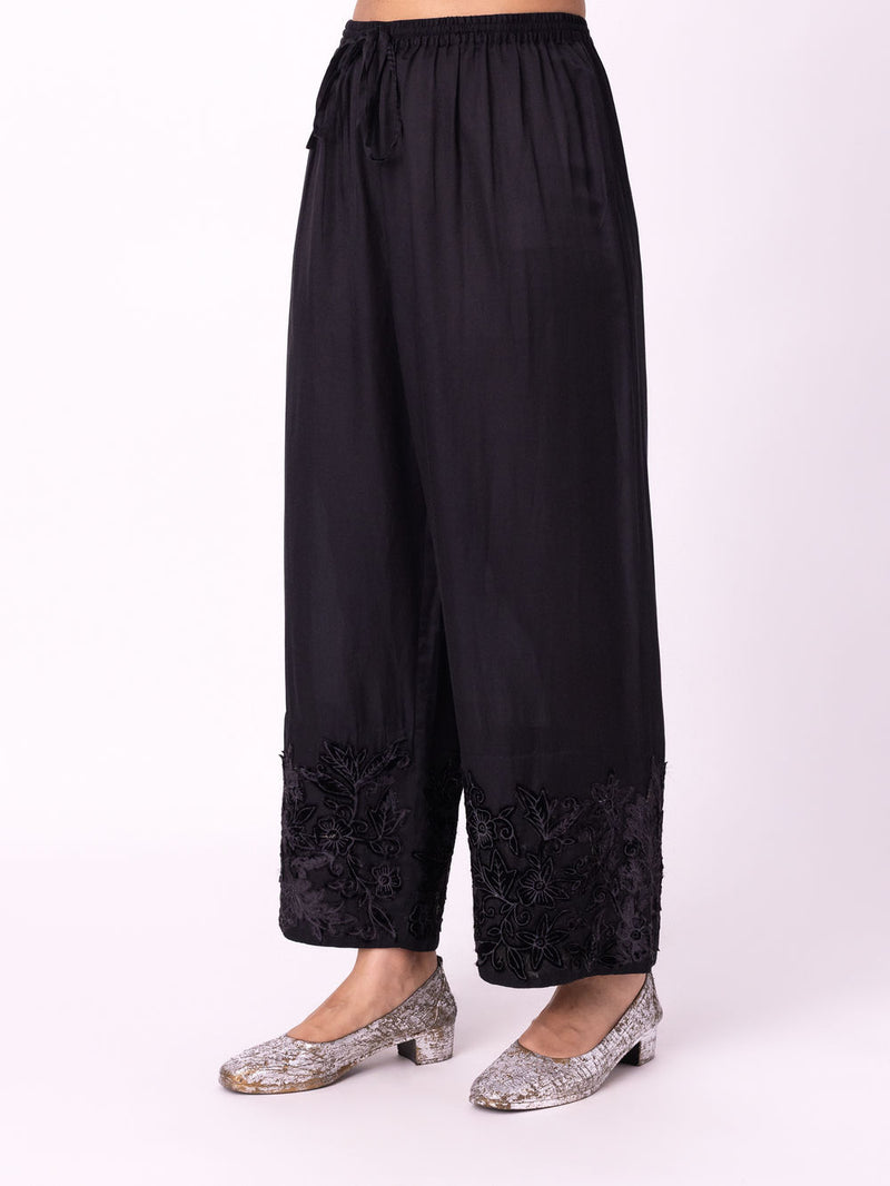 Ruhani Pyjama silk cotton satin pyjama/salwar by Shades of India in black for women Worldwide