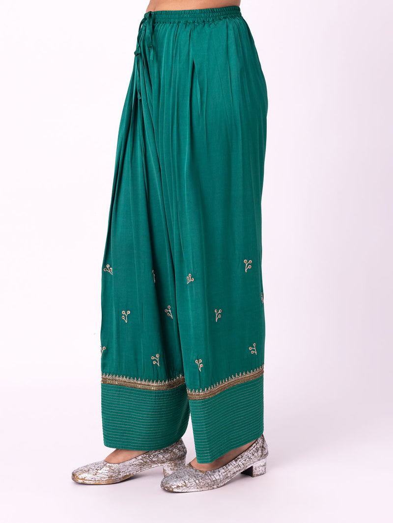 Nazneen Salwar linen blend pyjama/salwar by Shades of India in green for women Worldwide