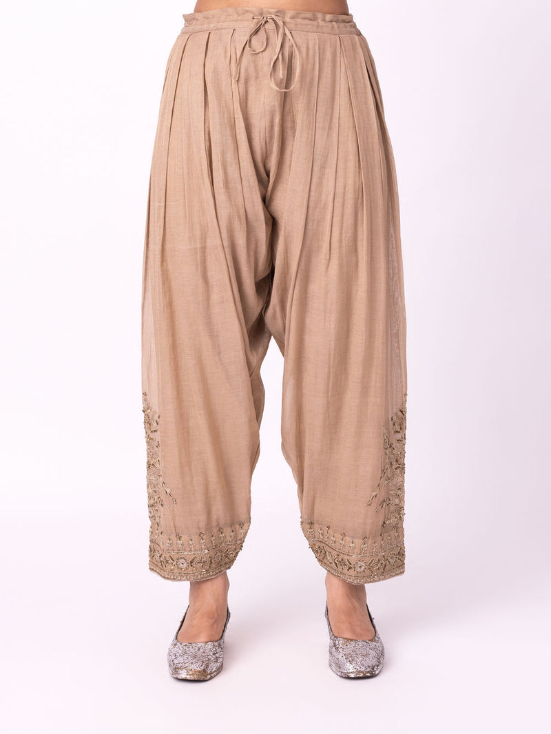 Vaj Salwar tissue pyjama/salwar by Shades of India in stone for women Worldwide