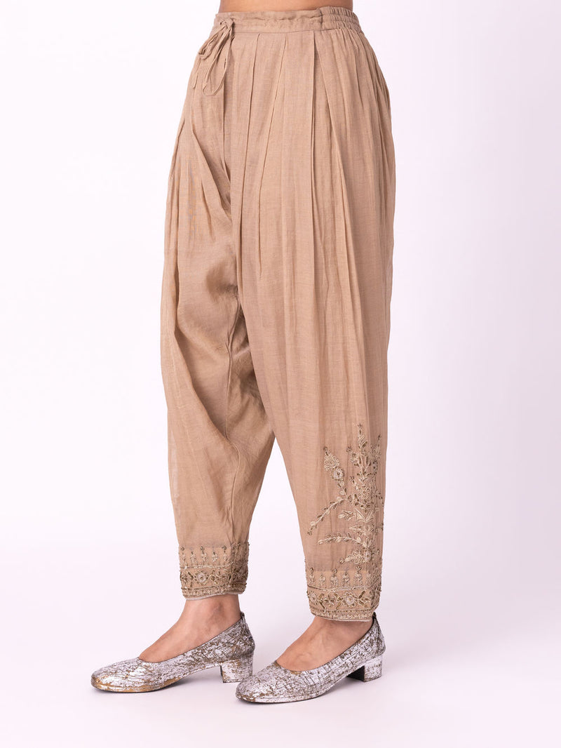 Vaj Salwar tissue pyjama/salwar by Shades of India in stone for women Worldwide