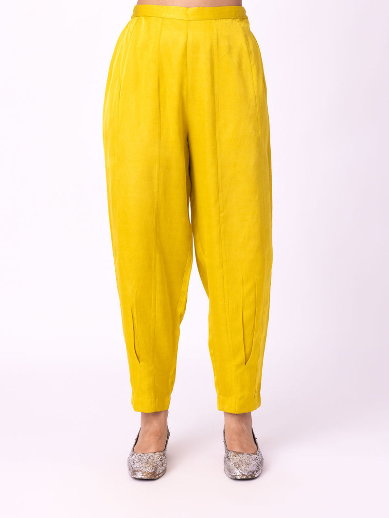 Yana Tulip Pant linen blend pyjama/salwar by Shades of India in yellow for women Worldwide