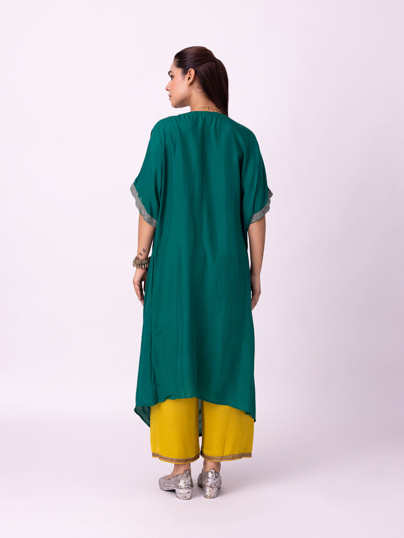 Aayat Kaftan silk indo-western by Shades of India in green for women Worldwide