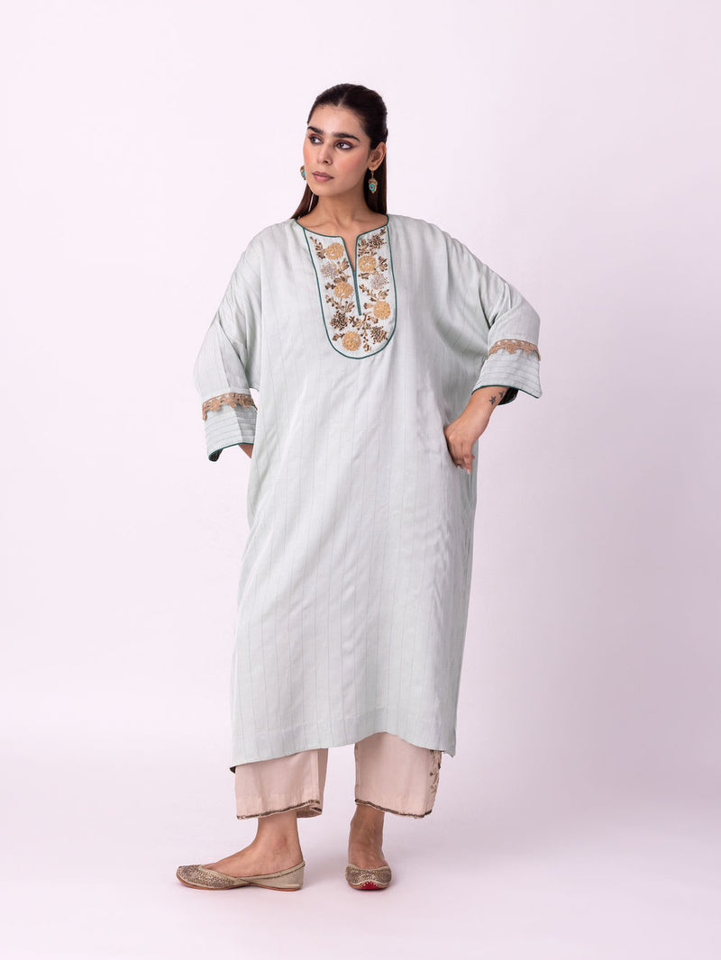 Vakila Kaftan linen blend indo-western by Shades of India in blue for women Worldwide