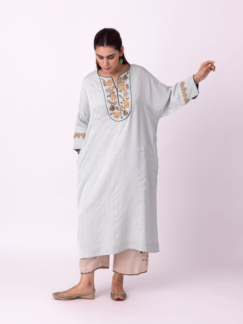Vakila Kaftan linen blend indo-western by Shades of India in blue for women Worldwide