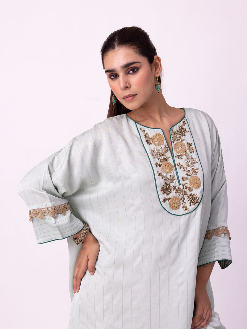 Vakila Kaftan linen blend indo-western by Shades of India in blue for women Worldwide