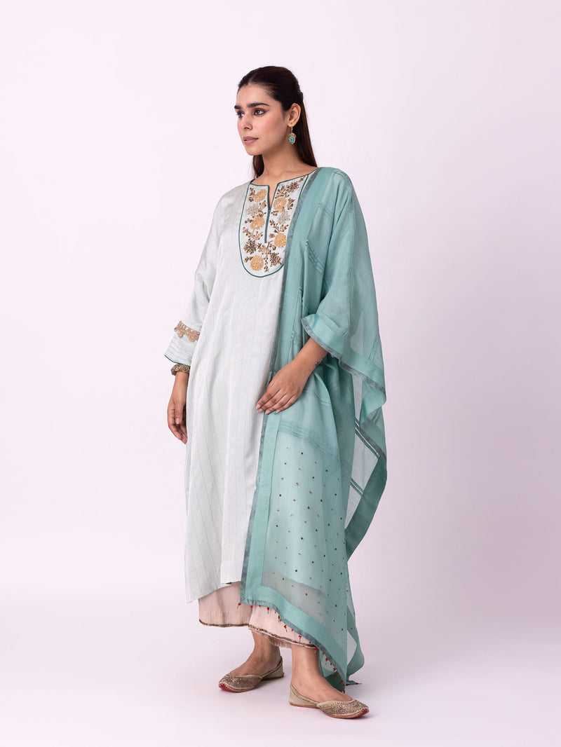 Vakila Kaftan linen blend indo-western by Shades of India in blue for women Worldwide
