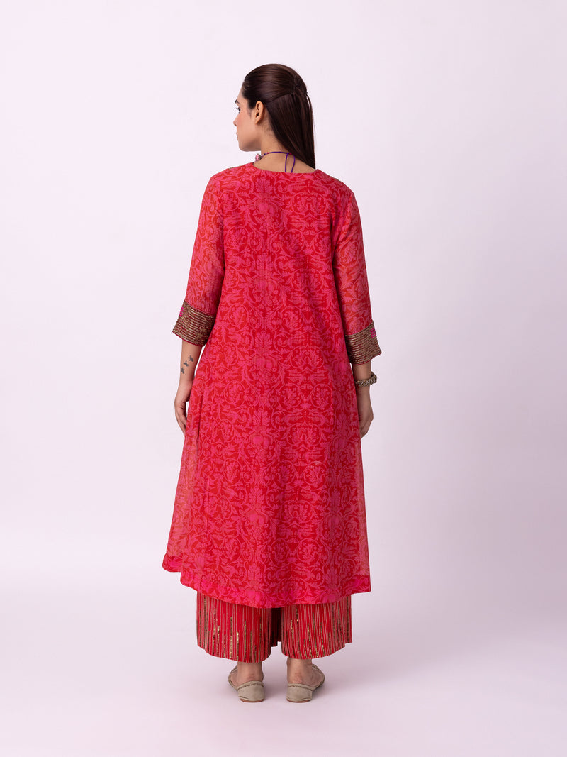 Anga Kurta chanderi kurta/kurta set by Shades of India in red/pink for women Worldwide