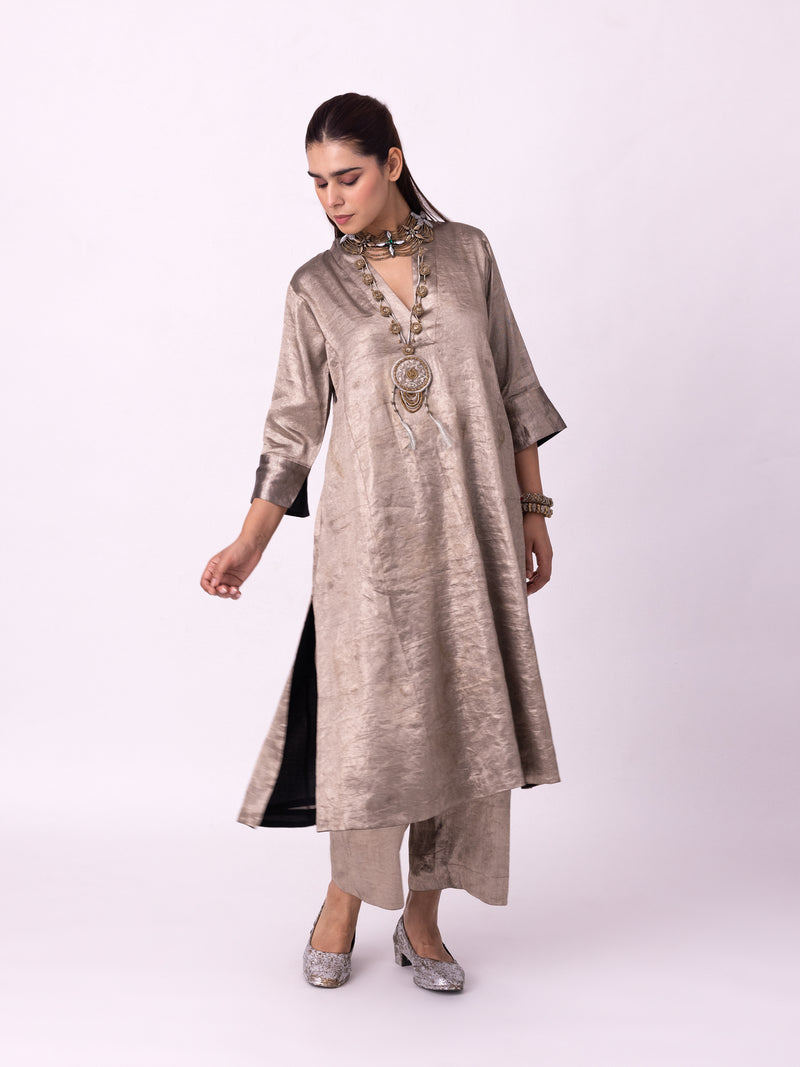 Dureena Kurta tissue kurta/kurta set by Shades of India in yellow for women Worldwide