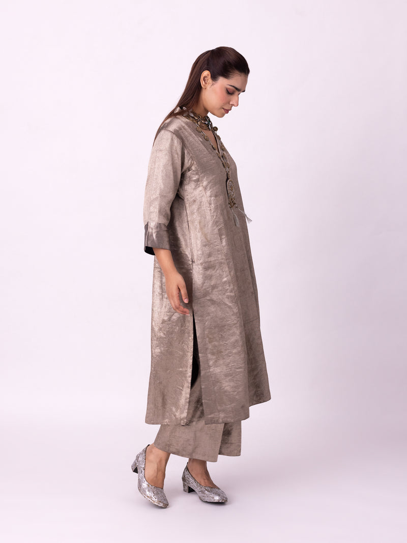 Dureena Kurta tissue kurta/kurta set by Shades of India in yellow for women Worldwide