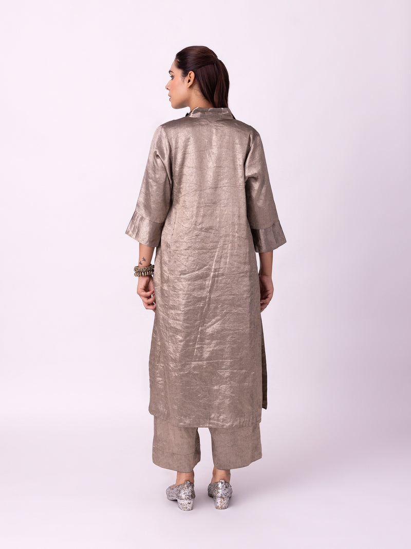 Dureena Kurta tissue kurta/kurta set by Shades of India in yellow for women Worldwide