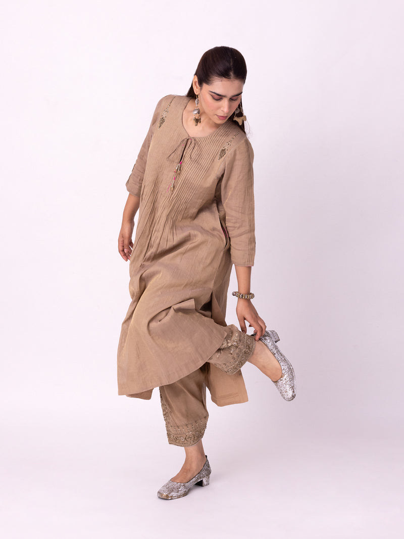 Imana Kurta tissue kurta/kurta set by Shades of India in stone for women Worldwide