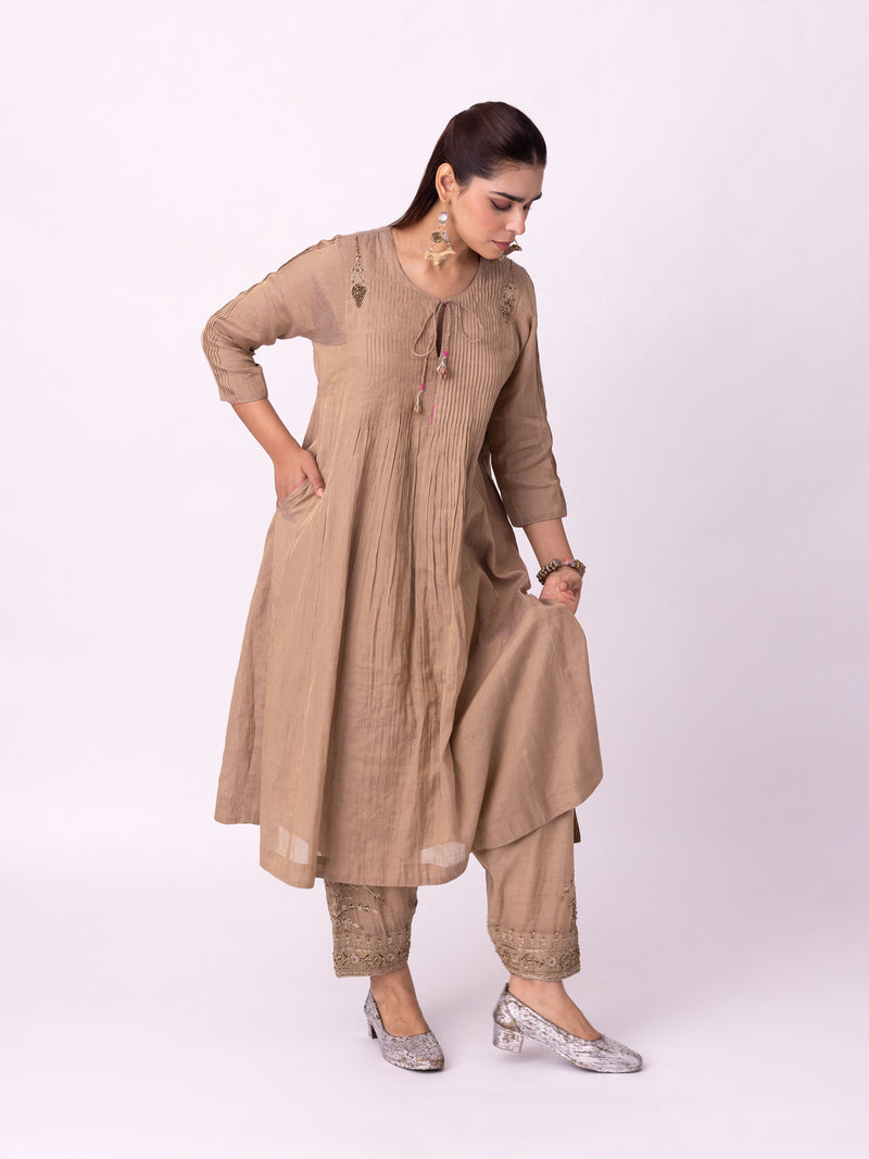 Imana Kurta tissue kurta/kurta set by Shades of India in stone for women Worldwide