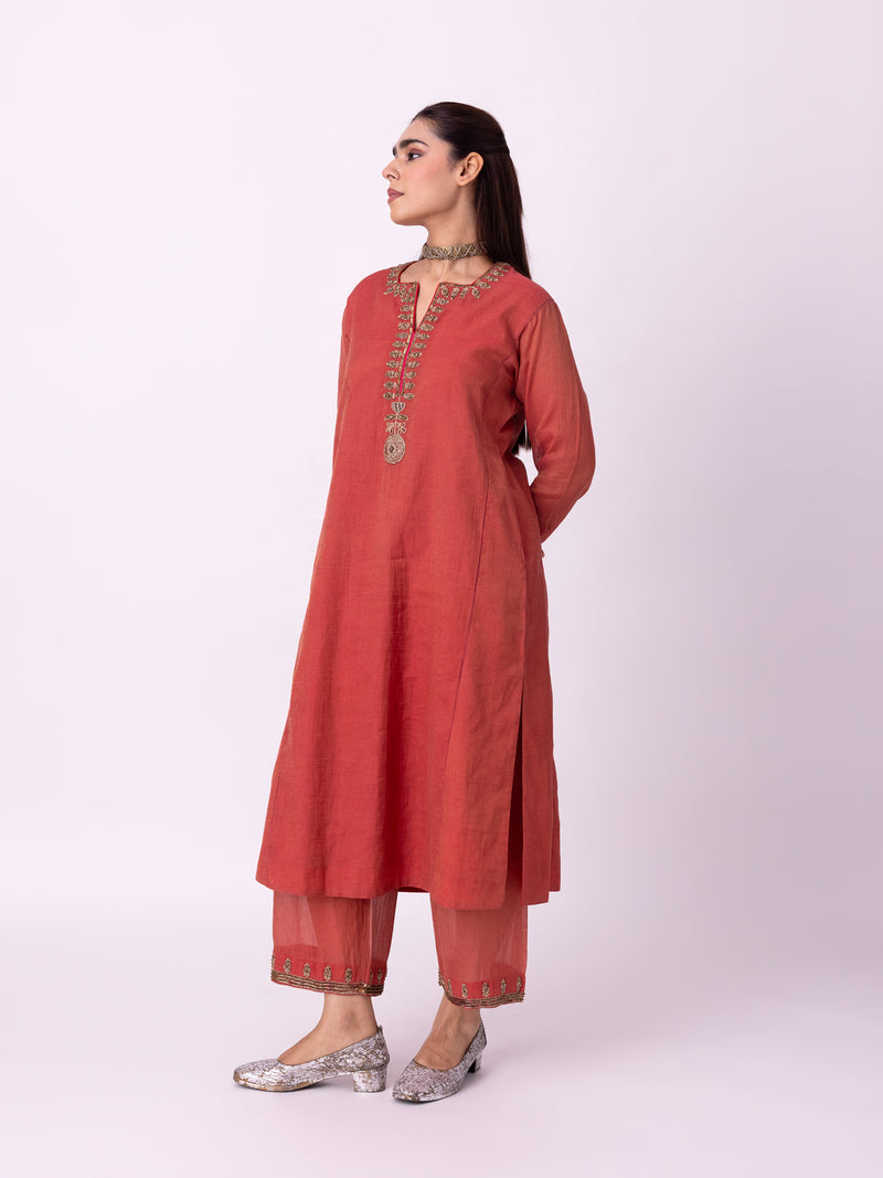 Kaasni Kurta tissue kurta/kurta set by Shades of India in red for women Worldwide