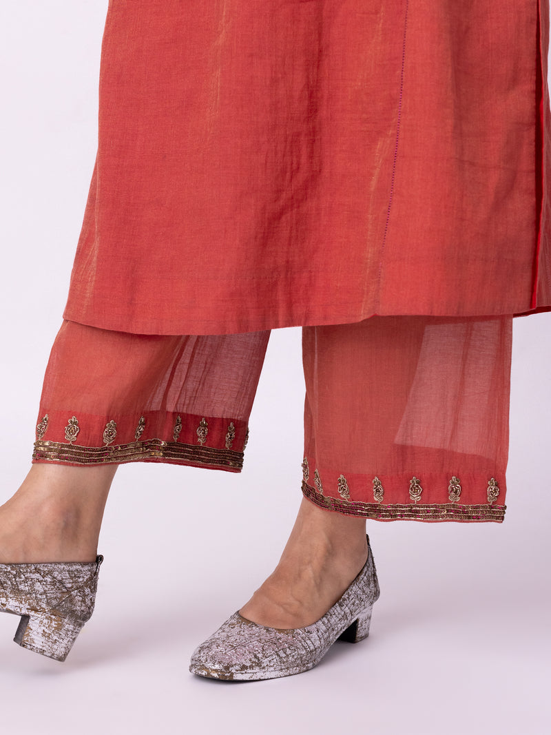 Kaasni Kurta tissue kurta/kurta set by Shades of India in red for women Worldwide