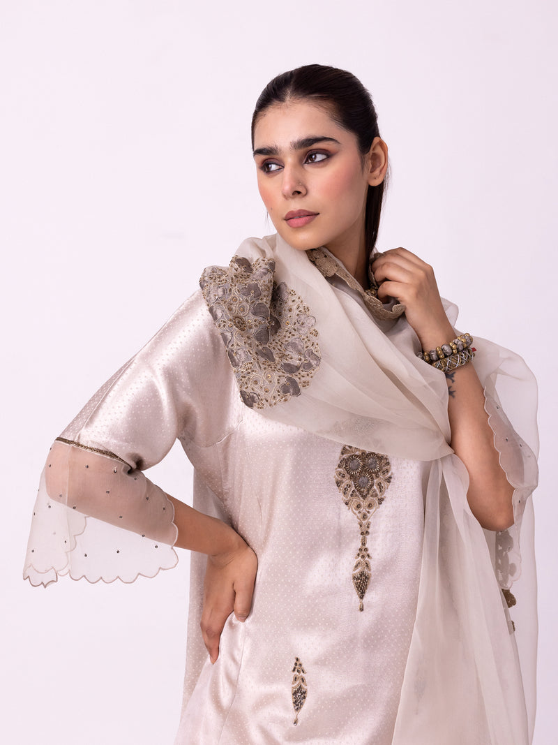 Khaab Kurta mushroo kurta/kurta set by Shades of India in beige for women Worldwide