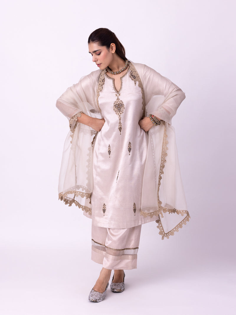 Khaab Kurta mushroo kurta/kurta set by Shades of India in beige for women Worldwide