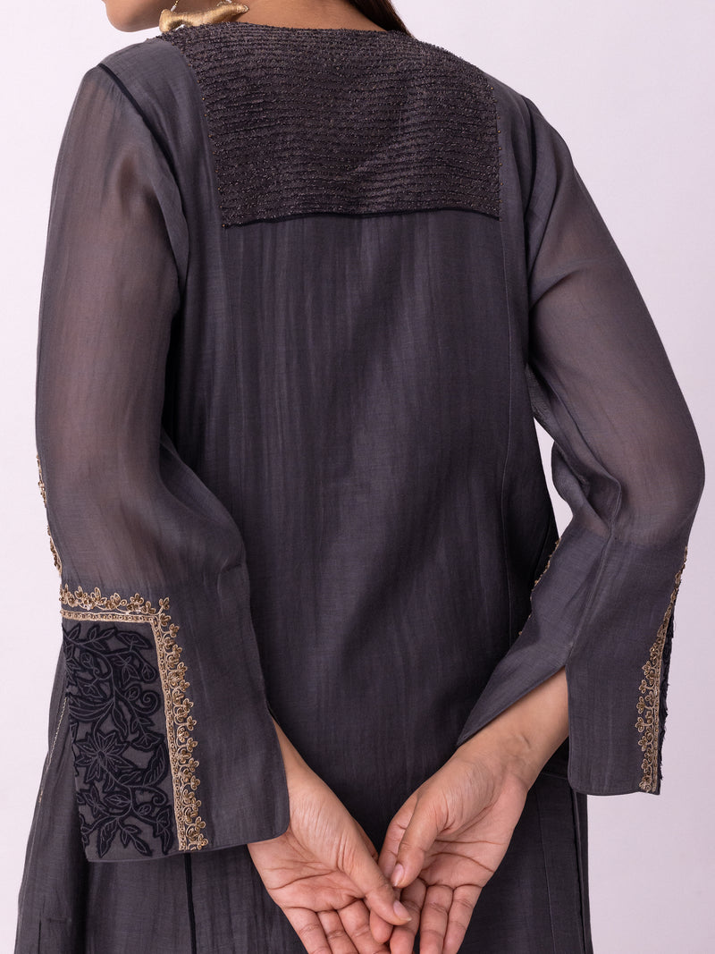 Nefert Kurta chanderi kurta/kurta set by Shades of India in charcoal for women Worldwide