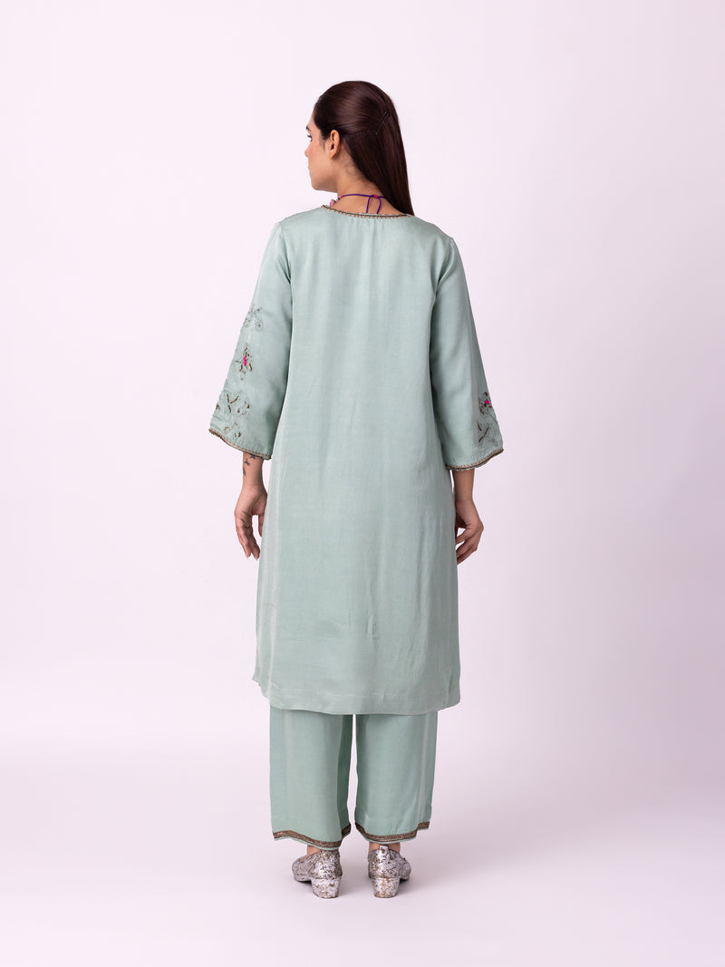 Qasr Kurta linen blend kurta/kurta set by Shades of India in blue for women Worldwide