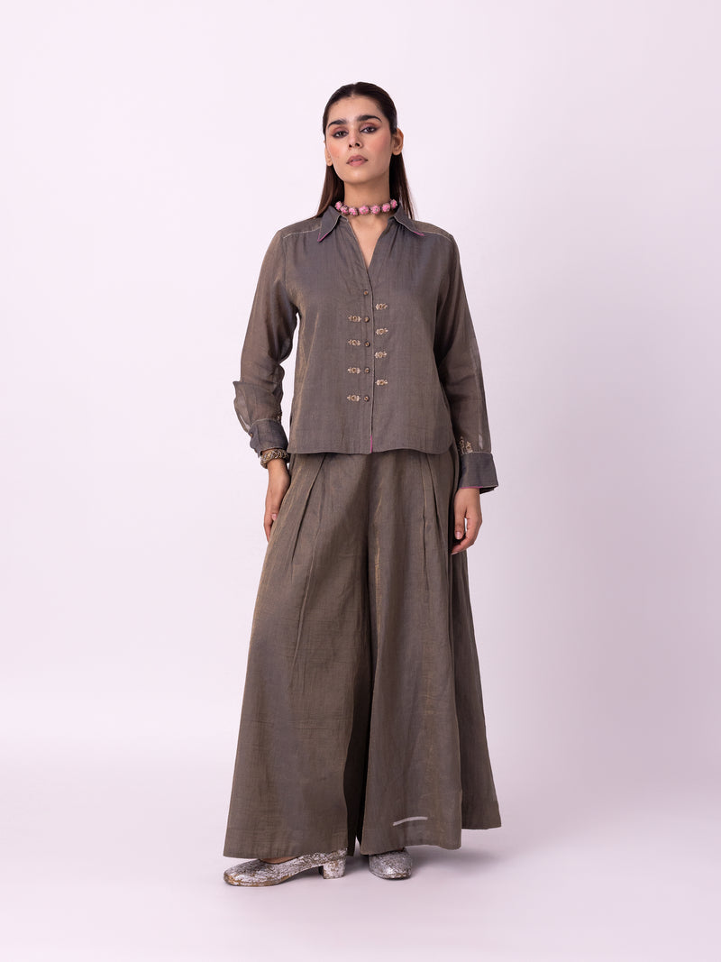 Asni Shirt tissue indo-western by Shades of India in blue for women Worldwide