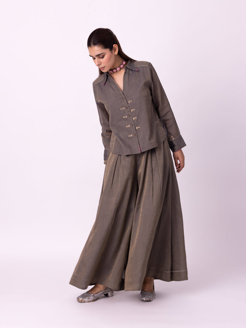 Asni Shirt tissue indo-western by Shades of India in blue for women Worldwide