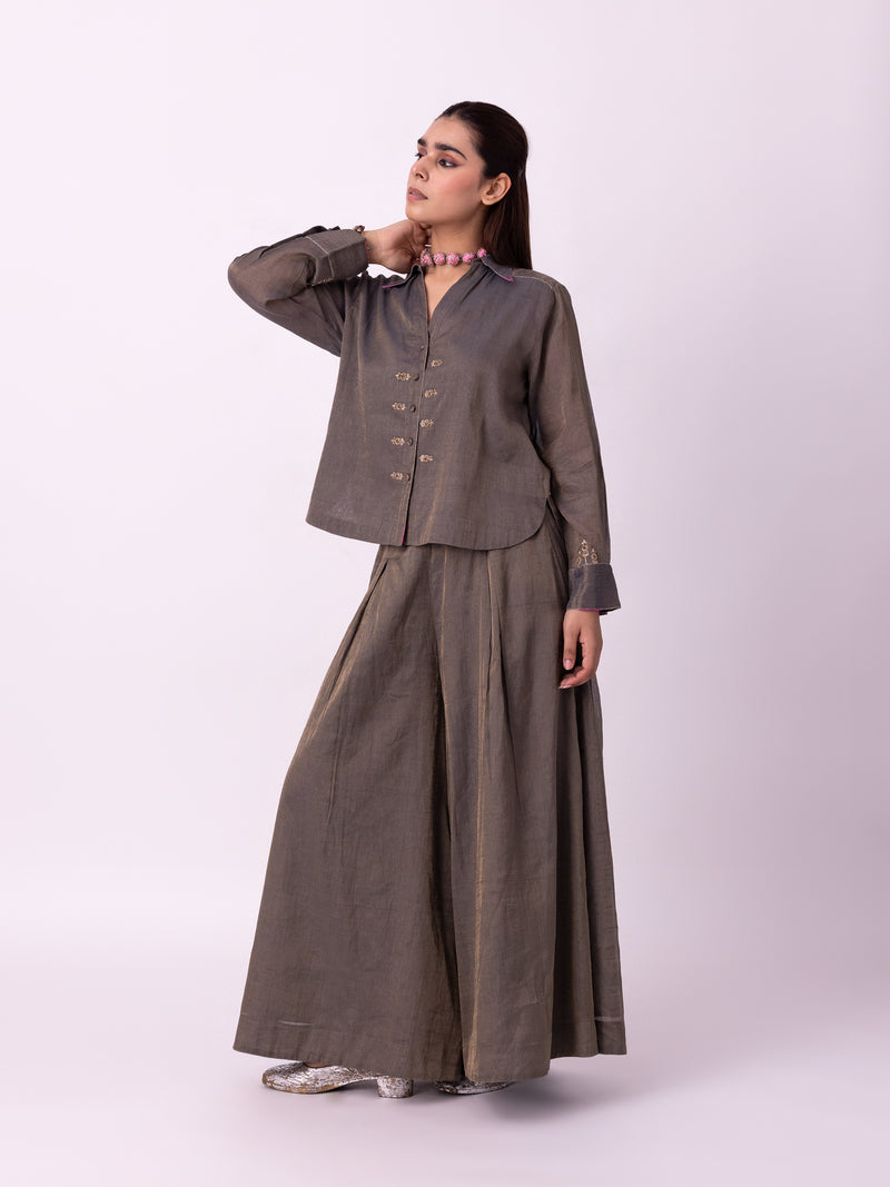 Asni Shirt tissue indo-western by Shades of India in blue for women Worldwide